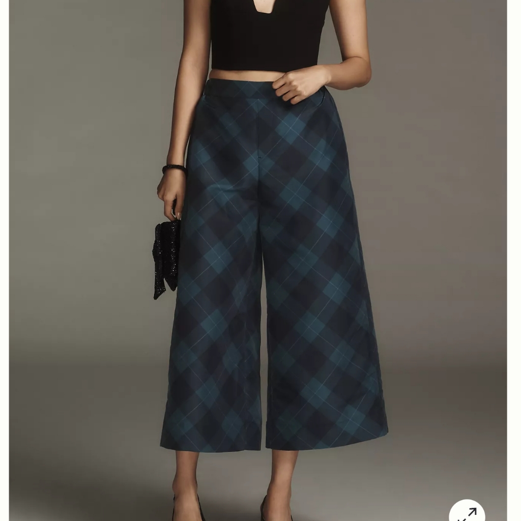 Anthro Maeve Taffeta Printed Cropped Wide-Leg Pants Size Xs
